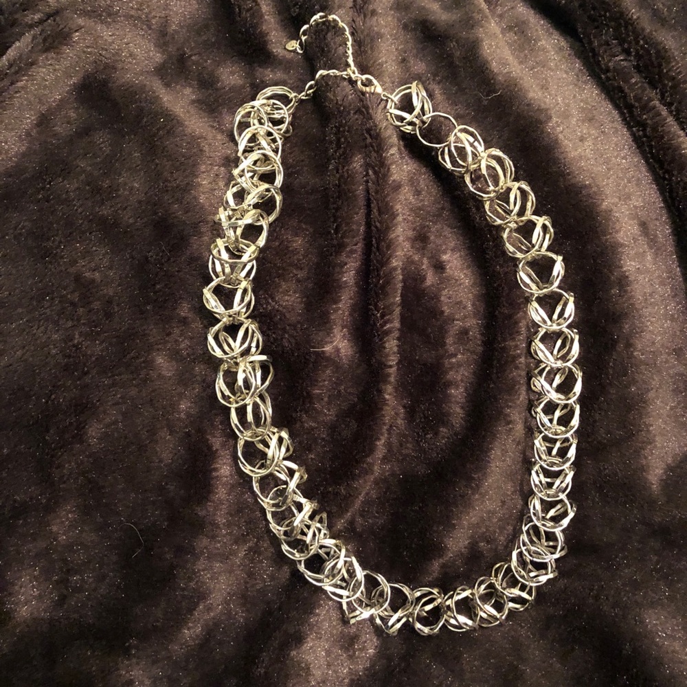 Ann Taylor Loft Silver Link Long Necklace